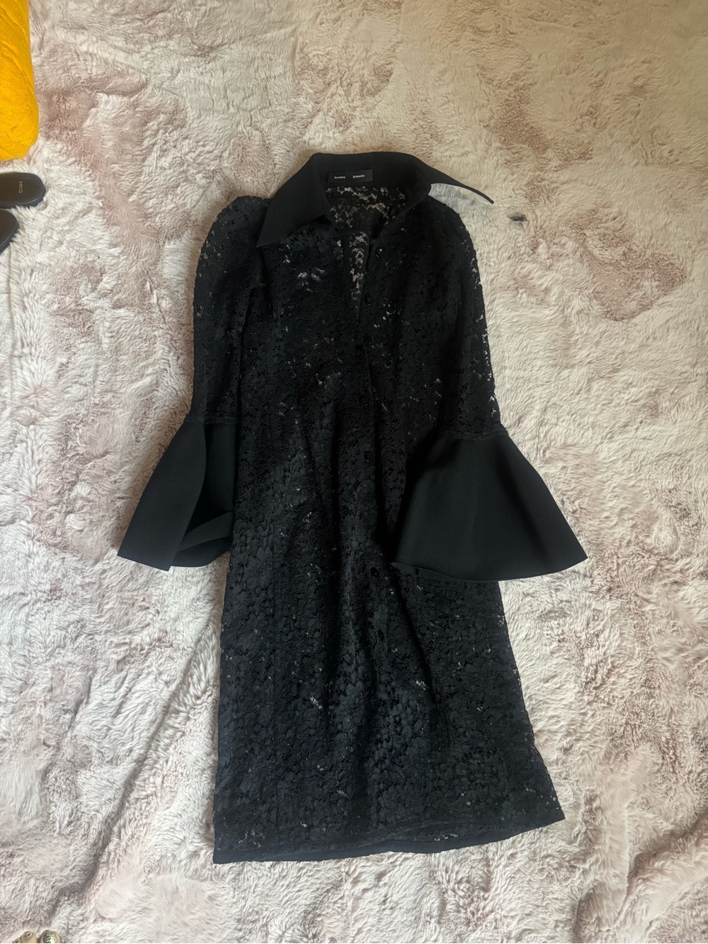 Proenza Schouler Black Lace Long-Sleeve Sheath Dress - Picture 6 of 7